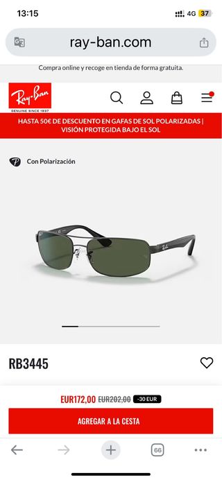 Gafas de sol Ray-Ban negras y verdes