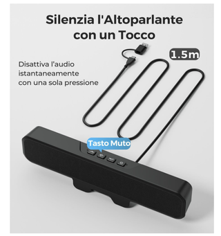 Soundbar PC Clip Monitor 20W Stereo USB-C