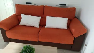 Sofá Cama Tela Naranja y Marrón