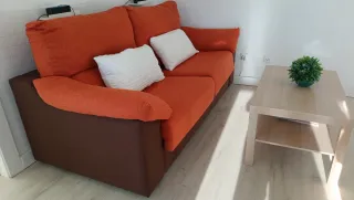 Sofá Cama Tela Naranja y Marrón