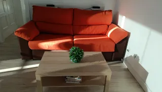 Sofá Cama Tela Naranja y Marrón