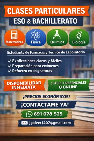 Profe particular de ciencias en ESO y Bachillerato