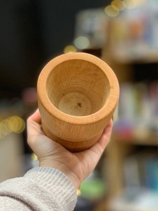 Mortero artesanal de madera de carrasca