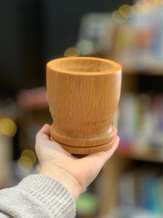 Mortero artesanal de madera de carrasca