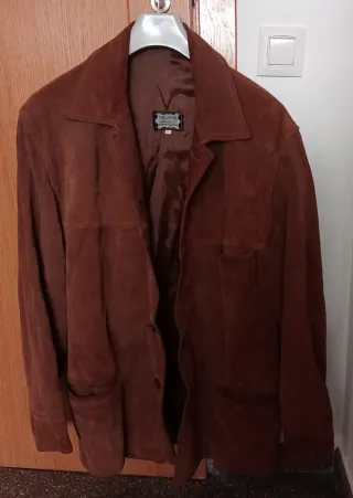 Chaquetón Piel Serraje Marrón Hombre