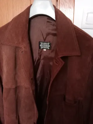 Chaquetón Piel Serraje Marrón Hombre