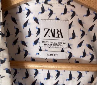 Camisa Zara Estampada Pájaros Talla XL