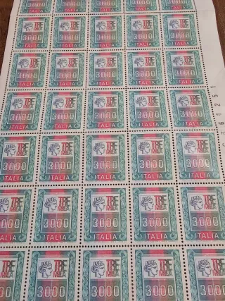 Foglio Francobolli Alti Valori 3000 Lire MNH