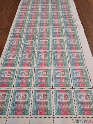 Foglio Francobolli Alti Valori 3000 Lire MNH