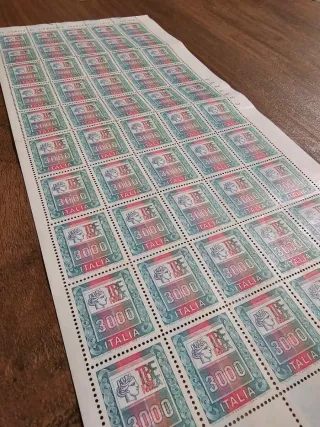 Foglio Francobolli Alti Valori 3000 Lire MNH