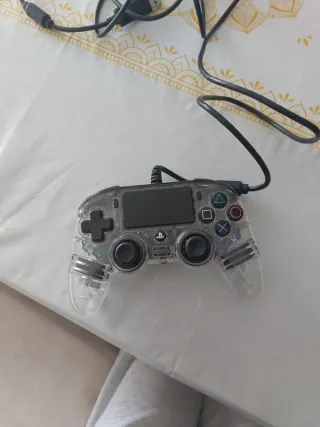 Mando PS4 Transparente LED Azul