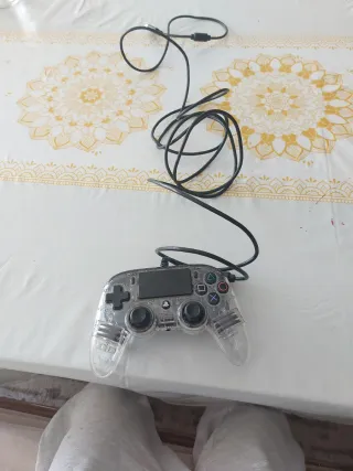 Mando PS4 Transparente LED Azul