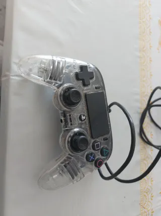 Mando PS4 Transparente LED Azul