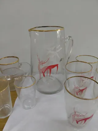 Set di Caraffe e Bicchieri in Cristallo con Bordo Dorato