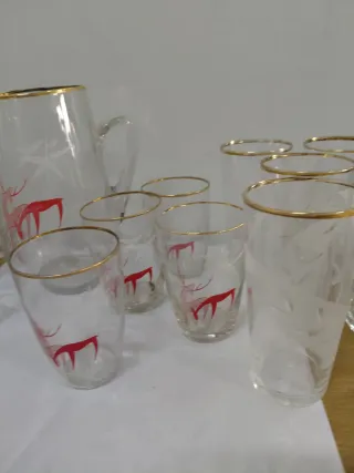 Set di Caraffe e Bicchieri in Cristallo con Bordo Dorato