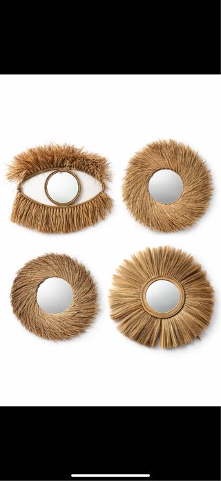 Espejo estilo payés ratán y madera