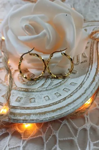 Pendientes Aro Oro 18k Pequeños Twist