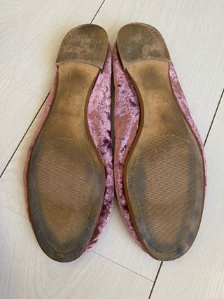 Bailarinas y cinturón terciopelo rosa-morado