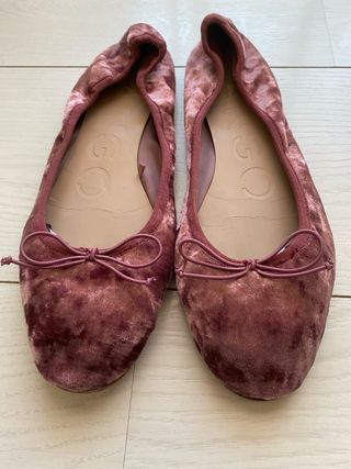 Bailarinas y cinturón terciopelo rosa-morado