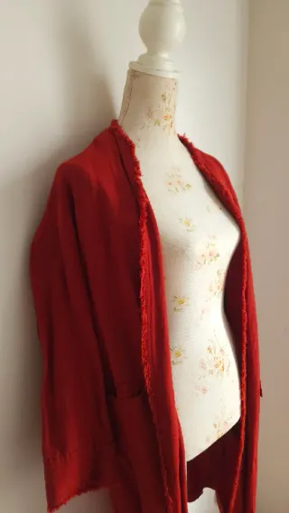 Abrigo overcoat Zara Lino Rojo