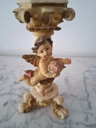 Candelabro Ángel Beige y Rosa