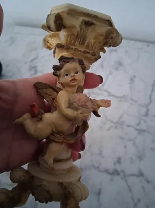 Candelabro Ángel Beige y Rosa