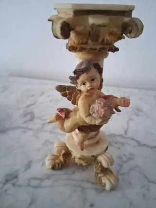 Candelabro Ángel Beige y Rosa