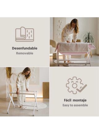 Minicuna Plegable Madera Lacada 90x55x72