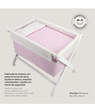 Minicuna Plegable Madera Lacada 90x55x72