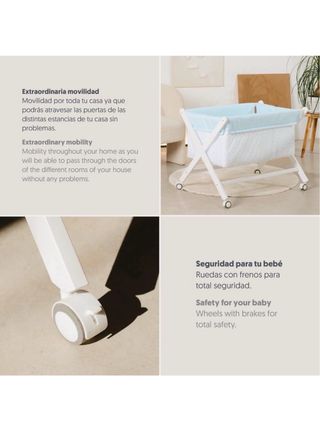 Minicuna Plegable Madera Lacada 90x55x72