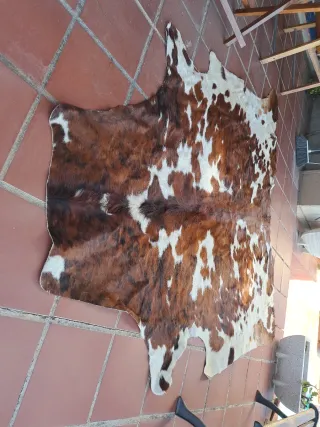 Alfombra Piel Vaca Marrón/Blanca 220x240