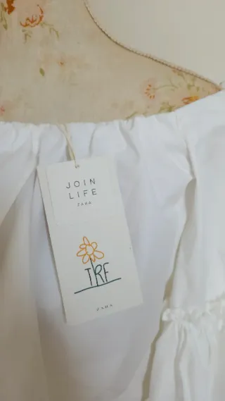 Camisa Zara Hombros Descubiertos Blanca