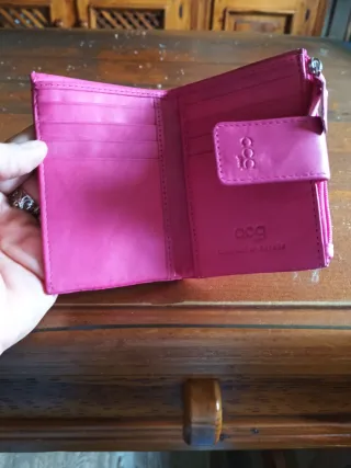 Cartera monedero piel fucsia