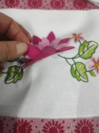 Conjunto Panos Cozinha Flores Bordadas