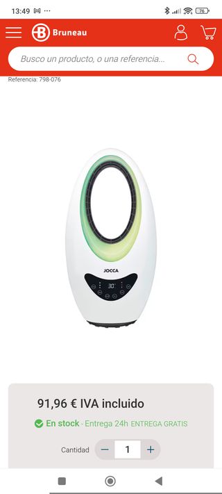 NUEVO Calefactor y Ventilador LED JOCCA Sin Aspas