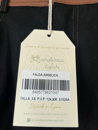 Falda negra con detalles marrones Talla XS