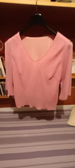 Blusa rosa mujer escote pico