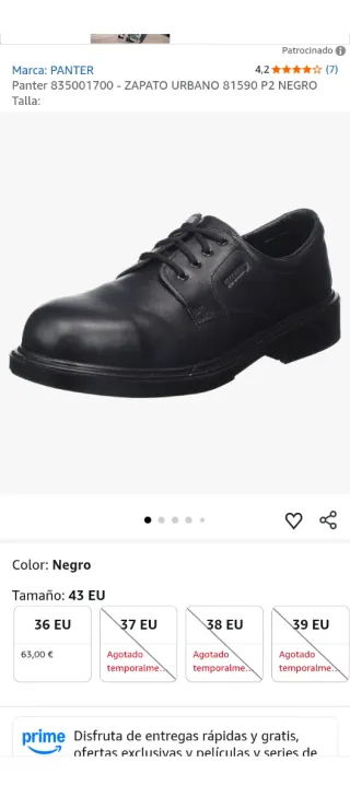 Zapatos de Trabajo Panter Antiestáticos Talla 43.