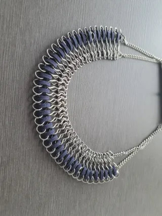 Collar Stradivarius Mujer Azul y Plateado