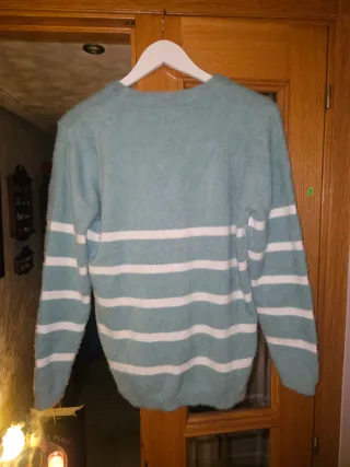 Jersey rayas verde agua, rosa y blanco talla única