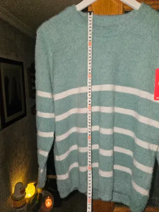 Jersey rayas verde agua, rosa y blanco talla única