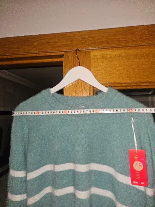 Jersey rayas verde agua, rosa y blanco talla única