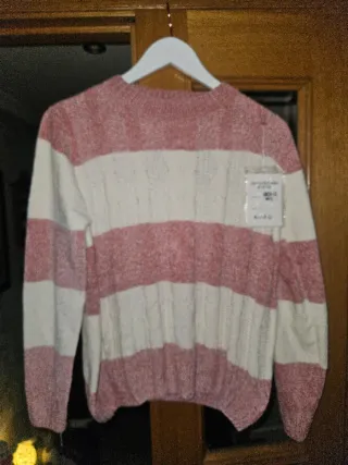 Jersey rayas verde agua, rosa y blanco talla única