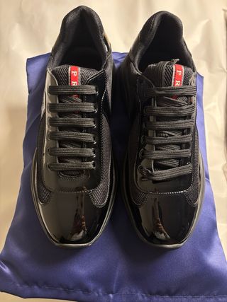 Zapatillas Prada Negras Piel Charol y Malla