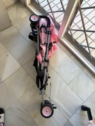 Carrito de paseo rosa y gris
