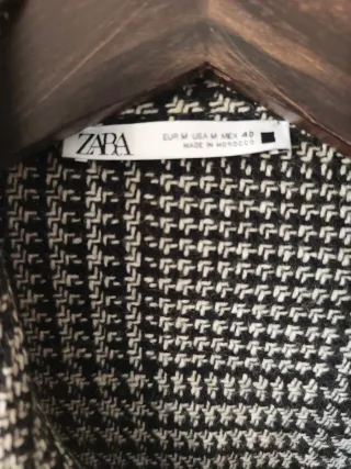 Chaqueta Zara Cuadros Gris y Negro Talla M