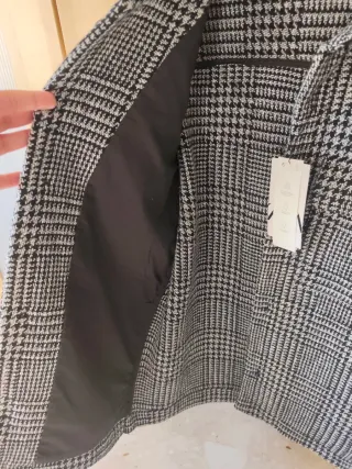 Chaqueta Zara Cuadros Gris y Negro Talla M