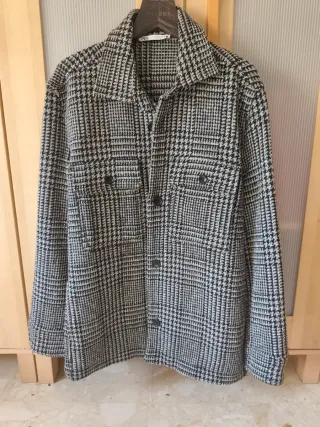 Chaqueta Zara Cuadros Gris y Negro Talla M