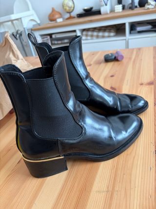 Botines Zara Piel Negro Talla 37