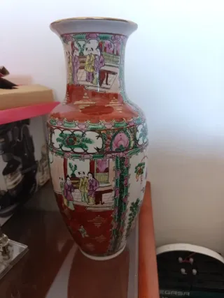 Jarrón Chino Macao Cerámica Multicolor